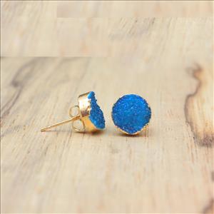 Natural  Geaode/Sugar Druzy Gemstone, Gold Plated Earring, Dangle Earrings Multi Colors Earrings Jewelry (EJ-2107)