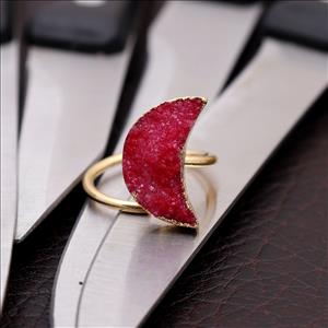 Natural Multi Agate Druzy Gemstone Adjustable Ring, Gold Plated, Multi Gemstone Rings Handmade Jewelry (EJ-1895)