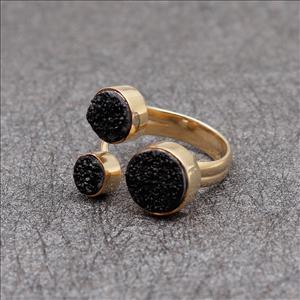 Amazing Natural Druzy Gemstone, Adjustable Ring, Multi Gemstone Ring Gold Plated Ring Jewelry (EJ-1630)
