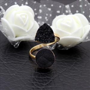 Natural Agate Druzy Gemstone Gold Plated, Adjustable Ring, Multi Gemstone Rings Handmade Jewelry (EJ-1954)