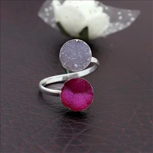 Natural Sugar Druzy Unique Adjustable Ring Multi Gemstone Ring Jewelry, Gold Plated Rings,  Gemstone Supply Jewelry(EJ-1667)