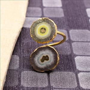 Natural Solar Quartz Gemstone Rings, Gold Electroplated Ring, Solitaire Ring, Handmade Gemstone Rings Jewelry (SE2R-37)