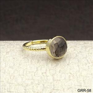 Black Rutile Gemstone Ring, Adjustable Designer Plain Ring, Gold Plated Rings, Statement Rings, Gemstone Ring Jewelry (GRR-57)
