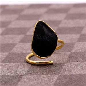 Minimalist Ring, Rough Gemstone Ring, Raw Stone Ring, Adjustable Ring, Stacking Ring, Gold Plated Ring Jewelry (RSAR-17)