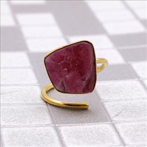 Minimalist Ring, Rough Gemstone Ring, Raw Stone Ring, Adjustable Ring, Stacking Ring, Gold Plated Ring Jewelry (RSAR-5)