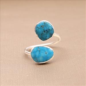 Exclusive Turquoise Gemstone Silver Plated Ring, Adjustable Rings, Handmade Gemstone Ring Jewelry (EJ-781)