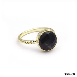 Black Rutile Gemstone Ring, Adjustable Designer Plain Ring, Gold Plated Rings, Statement Rings, Gemstone Ring Jewelry (GRR-59)