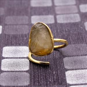 Minimalist Ring, Rough Gemstone Ring, Raw Stone Ring, Adjustable Ring, Stacking Ring, Gold Plated Ring Jewelry (RSAR-21)