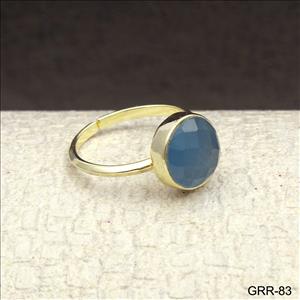 Blue Cat's Eye Gemstone, Gold Stackable Ring, Adjustable Rings, 10 MM Round Stone Ring,Solitaire Rings,Handmade Jewelry (GRR-81)