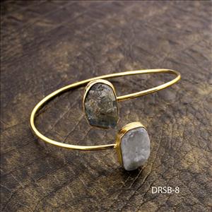 Raw Stone Bangle -Natural Gemstone Bangle -Adjustable Bangle -Fashion Bangle- Gold Plated Bangle Jewelry(DRSB-5)