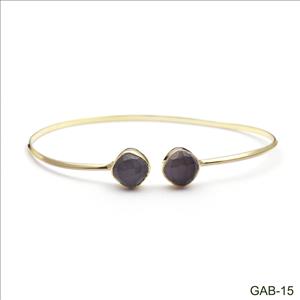 Elegant Adjustable Double Gemstone Bangle-Stacking Bangle Bracelet -Gold Plated Bangle Jewelry (GAB-13)