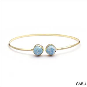 Elegant Adjustable Double Gemstone Bangle-Stacking Bangle Bracelet -Gold Plated Bangle Jewelry (GAB-1)