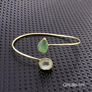 Gemstone Bangles -Geode Druzy Bangle -Pear Shape Bangle - Gold Plated Bracelet - Stackble Bangle Bracelet Jewelry (GPEBB-101)