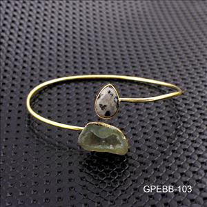 Gemstone Bangles -Geode Druzy Bangle -Pear Shape Bangle - Gold Plated Bracelet - Stackble Bangle Bracelet Jewelry (GPEBB-101)