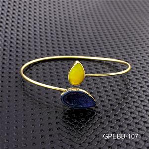 Gemstone Bangles -Geode Druzy Bangle -Pear Shape Bangle - Gold Plated Bracelet - Stackble Bangle Bracelet Jewelry (GPEBB-105)