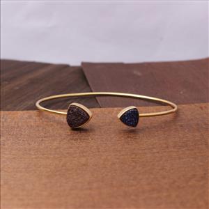 Sugar Druzy Gemstone - Handmade  Bangle-Gold Plated Bangle -Two stone Bangle -Adjustable Bangle Bracelet Jewelry(EJ-1261)
