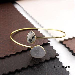 Gemstone Bangles -Geode Druzy Bangle -Pear Shape Bangle - Gold Plated Bracelet - Stackble Bangle Bracelet Jewelry (GPEBB-65)