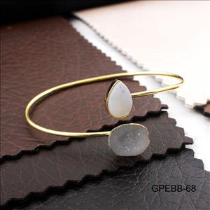 Gemstone Bangles -Geode Druzy Bangle -Pear Shape Bangle - Gold Plated Bracelet - Stackble Bangle Bracelet Jewelry (GPEBB-65)