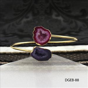 Geode Druzy Bracelet, Elegant Adjustable Bracelet, Druzy Geode Stacking Bangle, Natural Geode Druzy Bracelet, Gemstone Jewelry (DGEB-86)