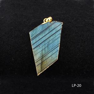 Natural Flashy Labradorite Pendant, Gold Electroplated Jewelry, Handmade Pendant Gemstone Jewelry (LP-19)