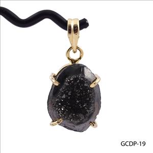 DIY Gemstone Pendant - Gray Coated Druzy Pendant - Geode Druzy Pendants - Necklace Pendant - Gold Plated - Jewelry Making (GCDP-18)