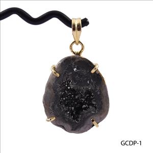 DIY Brown Geode Druzy Pendant- Geode Druzy Gemstone- Prong Set Pendant - Gold Plated Pendant Jewelry (GCDP-1)