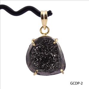 DIY Brown Geode Druzy Pendant- Geode Druzy Gemstone- Prong Set Pendant - Gold Plated Pendant Jewelry (GCDP-1)