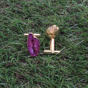 Geode Druzy Gemstone Cufflink, Geode Druzy Gemstone, Purple Cuff Links, Wedding Cuff Links, Gold Electroplated Cufflink, Jewelry (EJ-633)