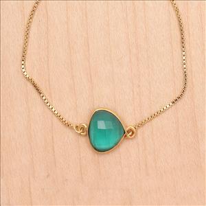 Chalcedony, Moonstone Gemstone Adjustable Gold Chain Bracelet Slider Stacking With Cubic Zircon Bracelets Finding Jewelry (EJ-2602)