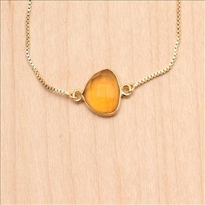 Chalcedony, Citrine Gemstone Bracelet Adjustable Gold Chain Bracelets With Cubic Zircon Bracelets Finding Jewelry Making Supplies  (EJ-2606)