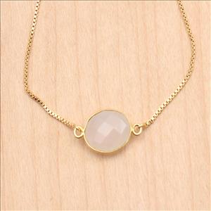 Chalcedony, Moonstone Gemstone Adjustable Gold Chain Bracelet Slider Stacking With Cubic Zircon Bracelets Finding Jewelry (EJ-2602)