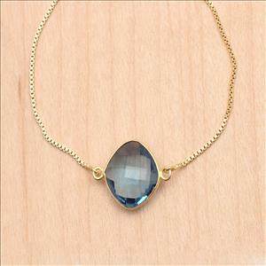 Chalcedony, Moonstone Gemstone Adjustable Gold Chain Bracelet Slider Stacking With Cubic Zircon Bracelets Finding Jewelry (EJ-2602)