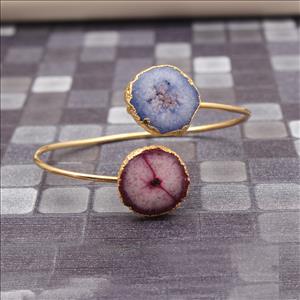 Solar Quartz Gemstone Bracelet, Solar Quartz Prong Set Bracelet, Gold Plated Bracelet, Natural Gemstone Bracelet Jewelry (EJ-701)