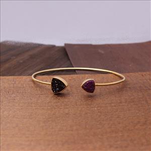 Natural Sugar Druzy Gemstone, Gold Plated, Cushion Shape, Gemstone Bracelet Jewelry  (EJ-1305)