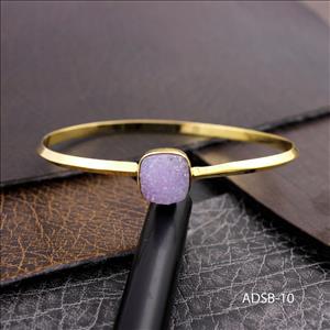 Natural Agate Druzy Gemstone, Square Shape Gemstone, Gold Plated Adjustable Bracelet, Bracelet Fashion Jewelry(ADSB-10)