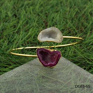 Geode Druzy Bracelet, Elegant Adjustable Bracelet, Gold Plated Bracelet, Natural Geode Druzy Bracelet, Gemstone Jewelry  (DGEB-62)