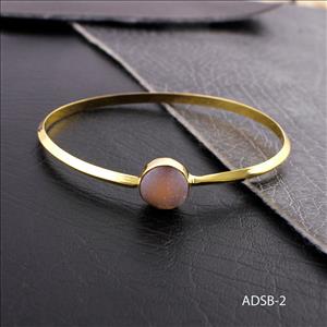 Natural Agate Druzy Gemstone, Round Shape Gemstone, Gold Plated Adjustable Bracelet, Bracelet Fashion Jewelry(ADSB-1)
