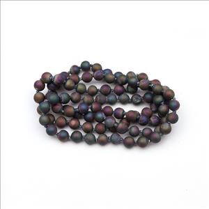 Agate & Druzy Gemstone Beaded Necklace for Men Women Handmade Knotted Necklace Beaded (B8N-13)