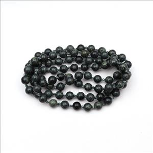 Kambaba Jasper, Druzy Gemstone Beaded Mala Beads Thread Necklace Handmade Knotted Necklace  (B8N-45)